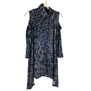 Clara Sun Woo Geometric Cold Shoulder Slinky Tunic Shirt Artsy